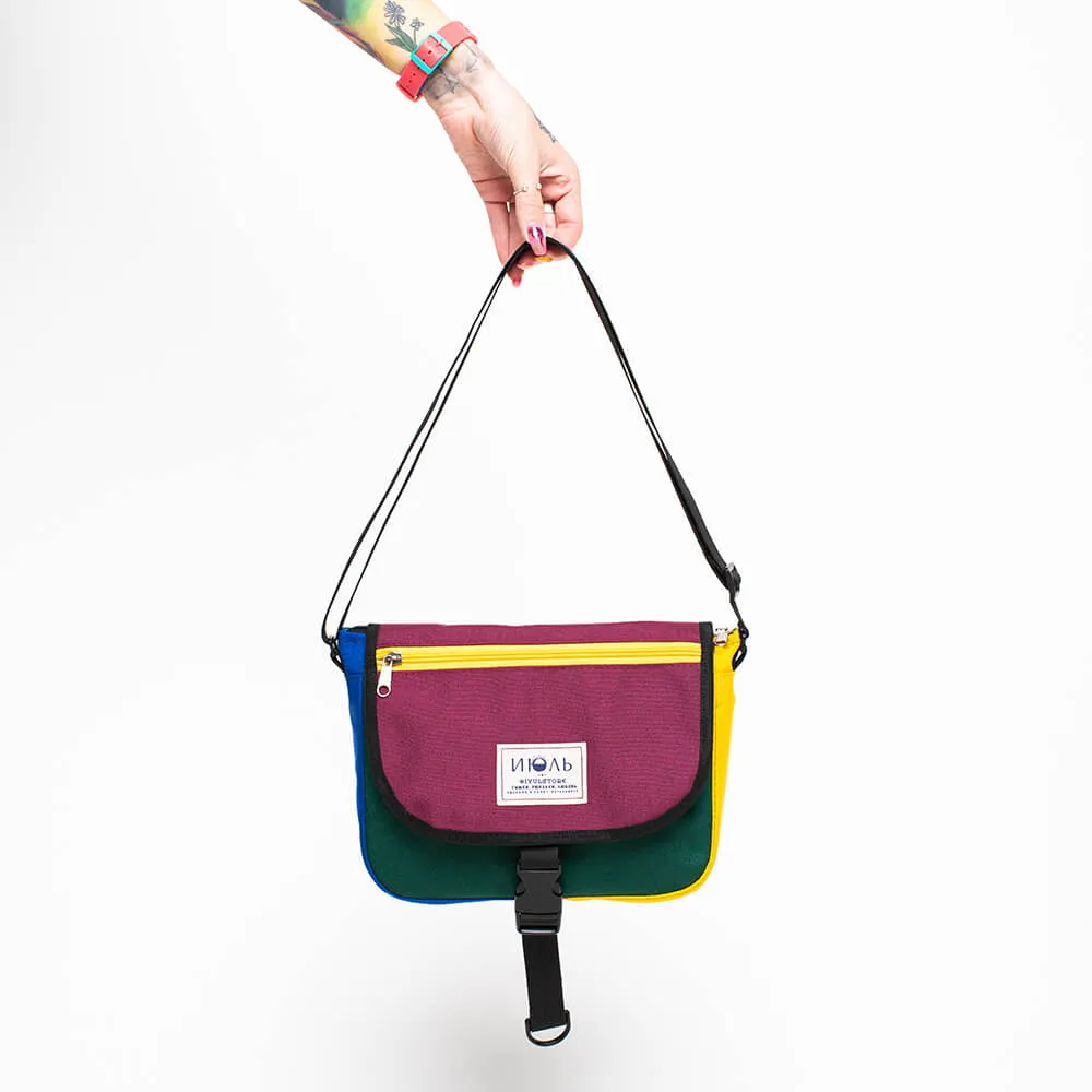 Сумка iyulstore Square Color block бордово-зелёная - фото 5