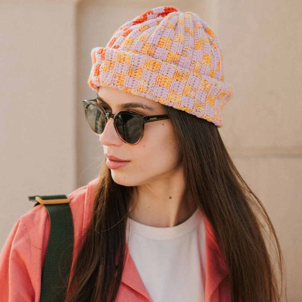 Шапка-бини Jacob Cro Twins Pink Red Yellow melange - фото 2