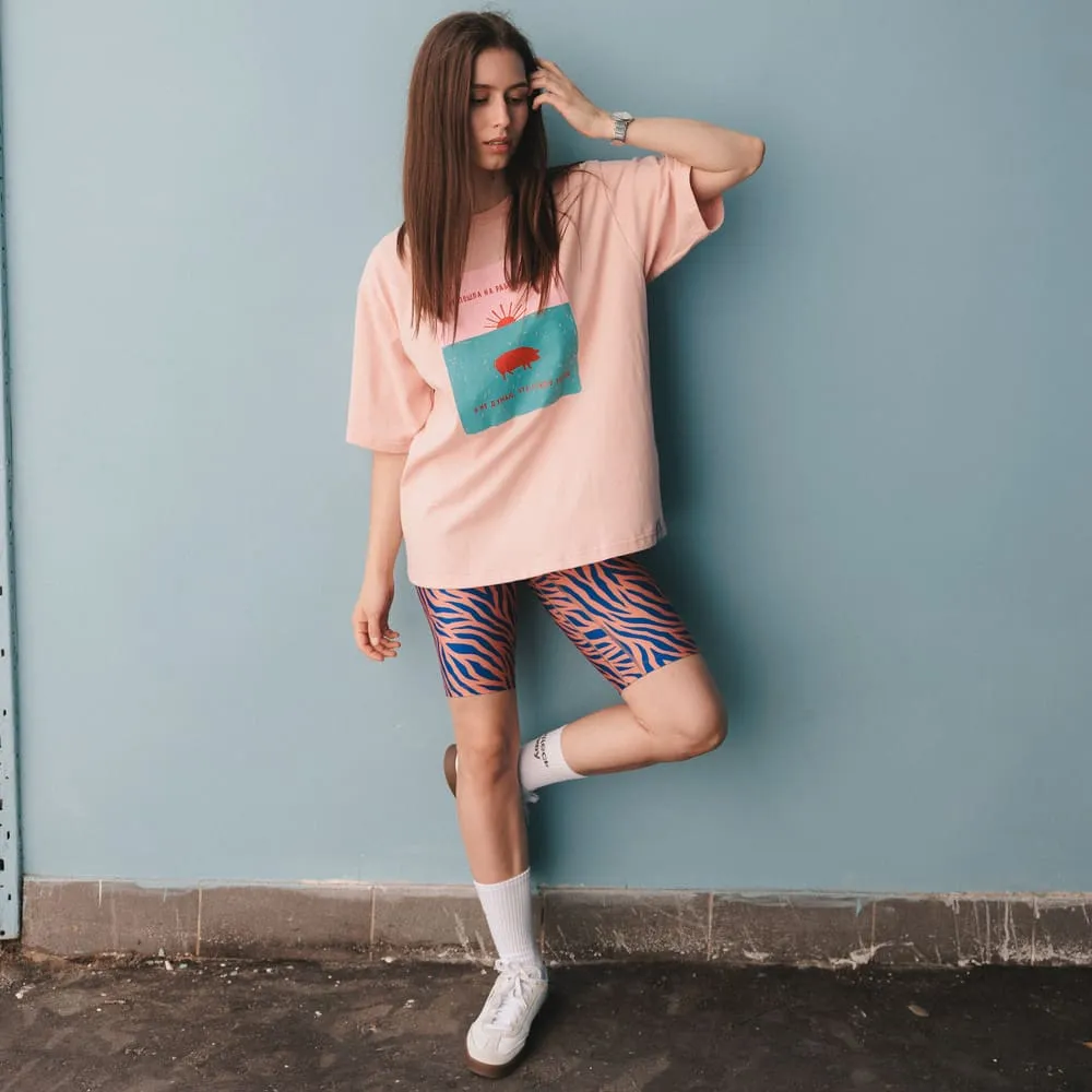 Оверсайз футболка Barking Store Я не пошла на работу женская розовая - фото 5