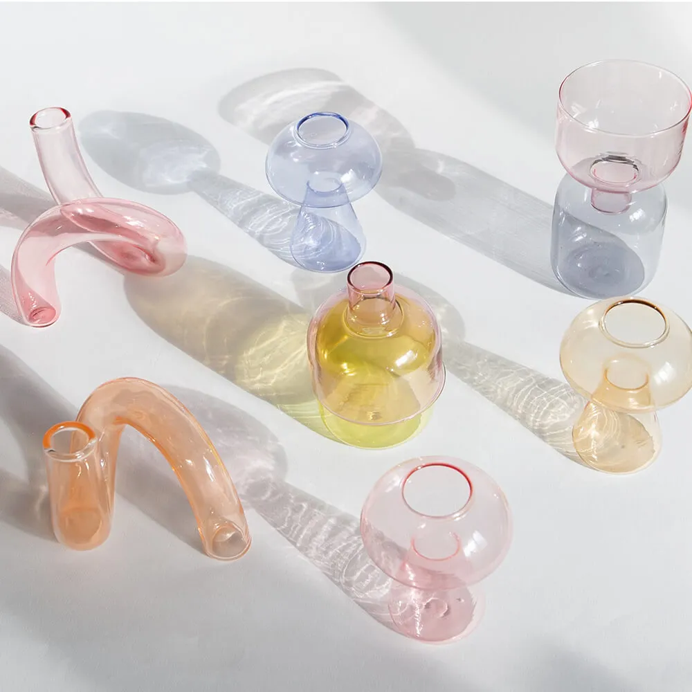 Ваза Грибочек прозрачная синяя - фото 5