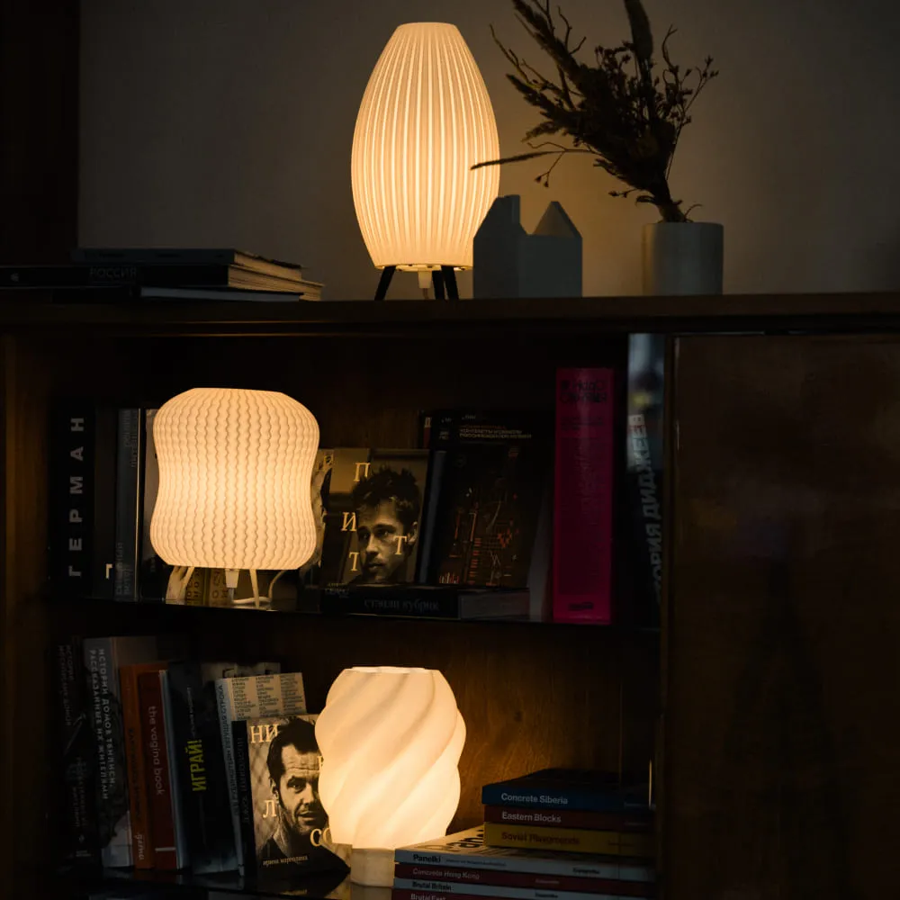 Светильник Mana Fabric Ива на белой подставке - фото 14