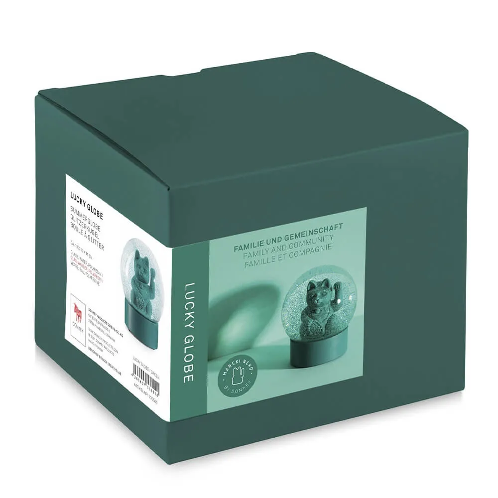Снежный шар Манэки-нэко - Lucky Cat зеленый - фото 4