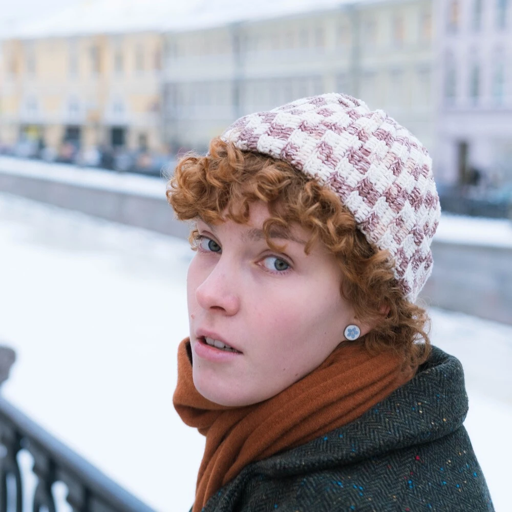 Шапка-бини Jacob Cro Twins Brown melange - фото 3