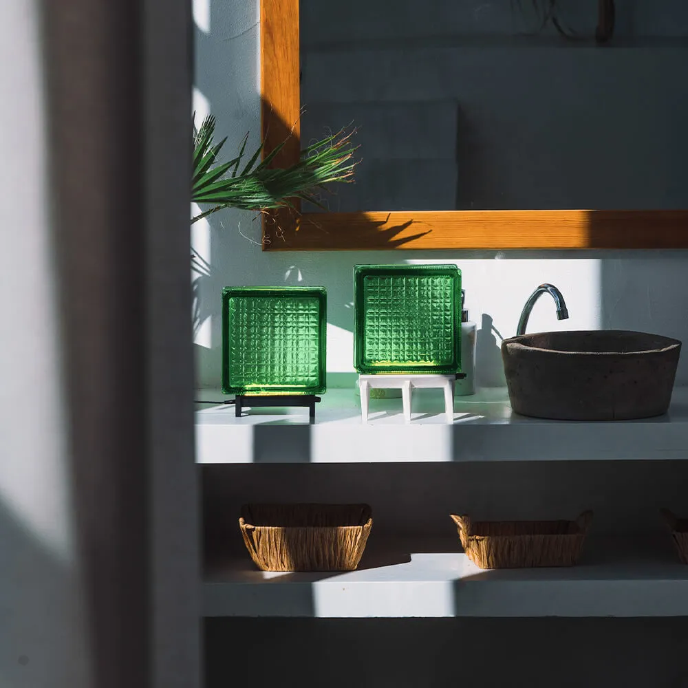 Светильник-стеклоблок зеленый - фото 8