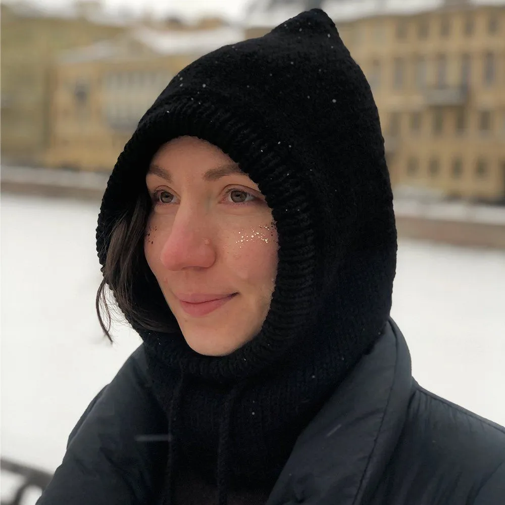 Вязаный капор капюшон Friend Function черный - фото 10