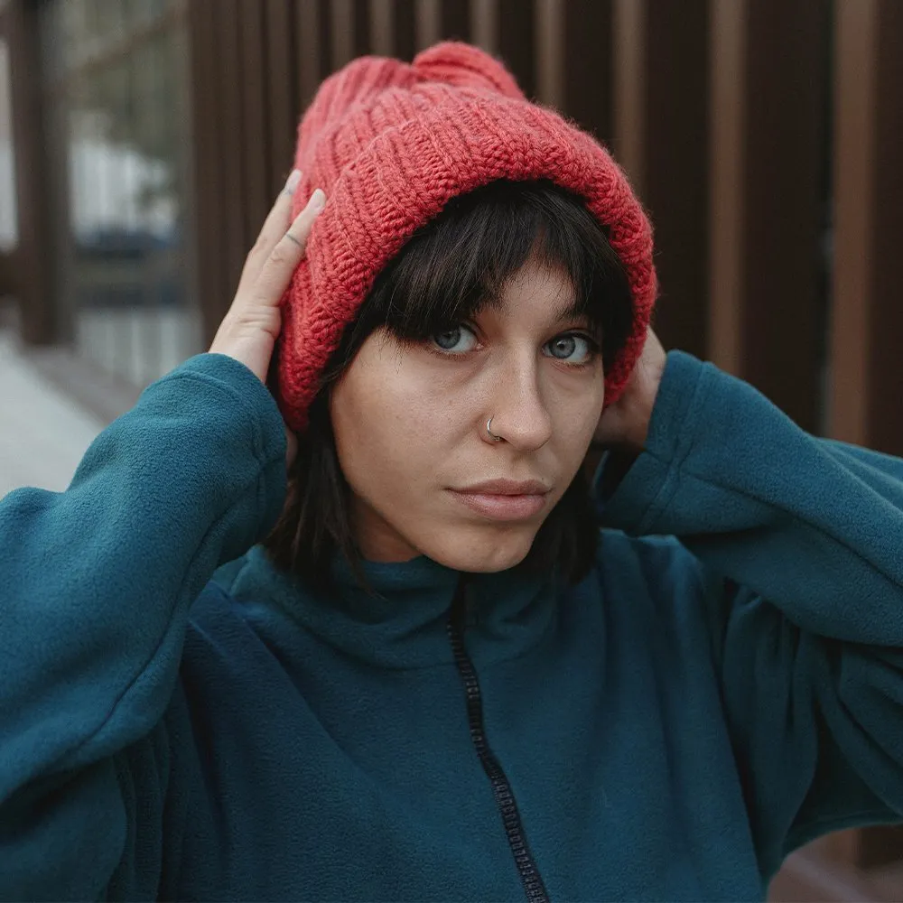 Шапка шерстяная Friend Function Крупной Вязки Коралловая - фото 9