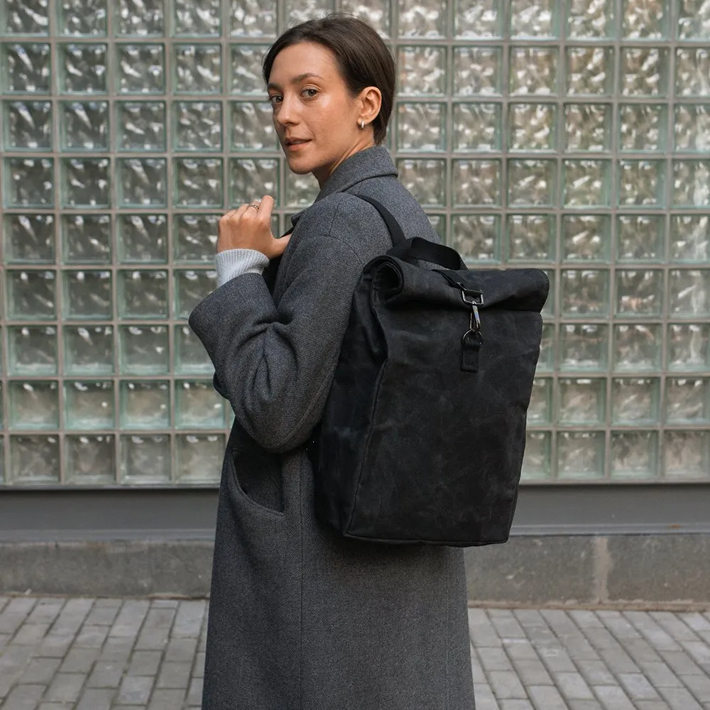 Рюкзак роллтоп из канваса Friend Function Mini черный - фото 7