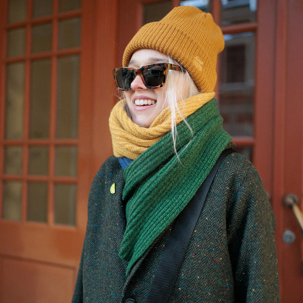 Пальто Friend Function зеленое с цветной крапинкой (50% шерсть) - фото 3