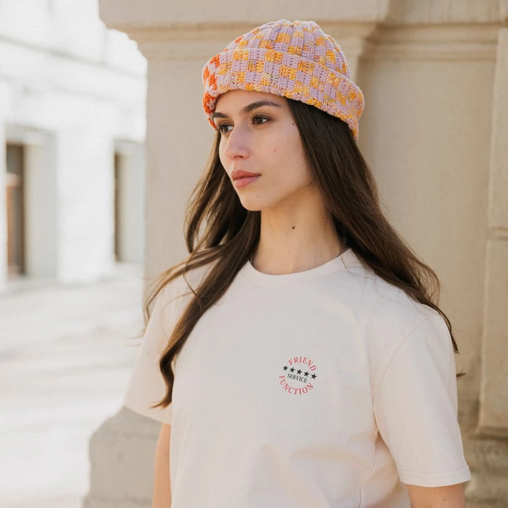 Шапка-бини Jacob Cro Twins Pink Red Yellow melange - фото 6