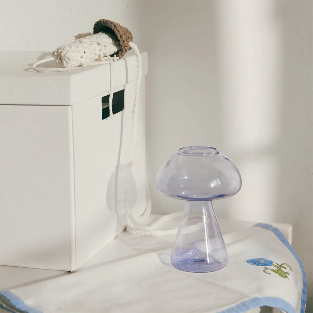 Ваза Грибочек прозрачная синяя - фото 1