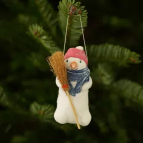 Ватная елочная игрушка - Снеговик в красной шапочке