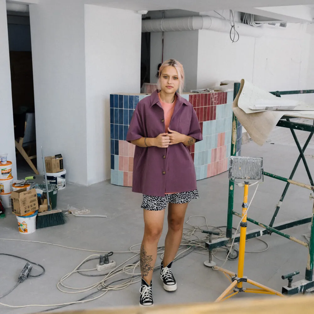 Рубашка с короткими рукавами Friend Function сиреневая - фото 7