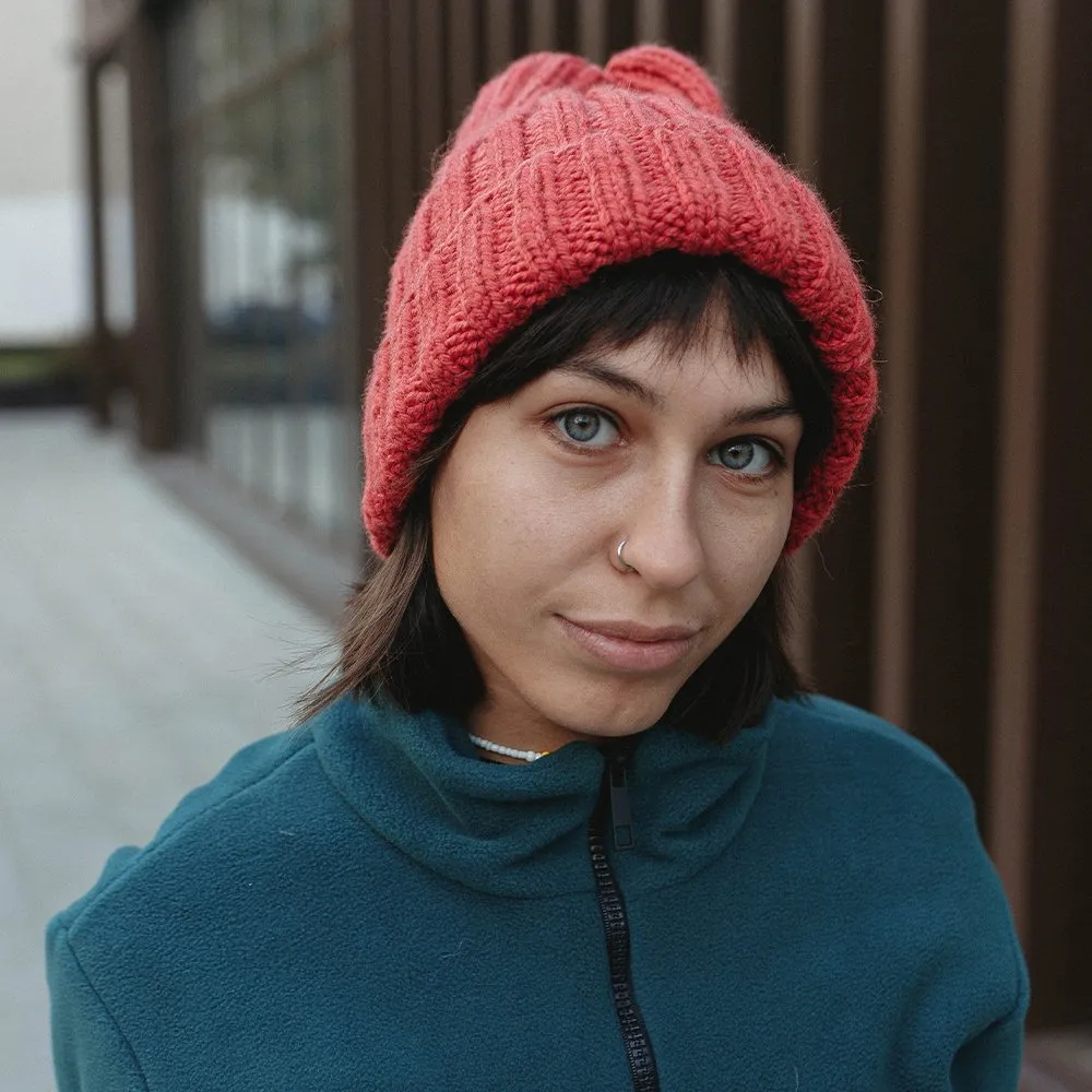 Шапка шерстяная Friend Function Крупной Вязки Коралловая - фото 6