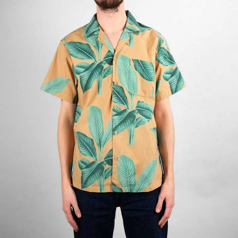 Рубашка Dedicated Short Sleeve Marstrand Khaki Leaves Green мужская - фото 1