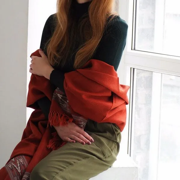 Большой шерстяной шарф Terracota Folk - фото 3