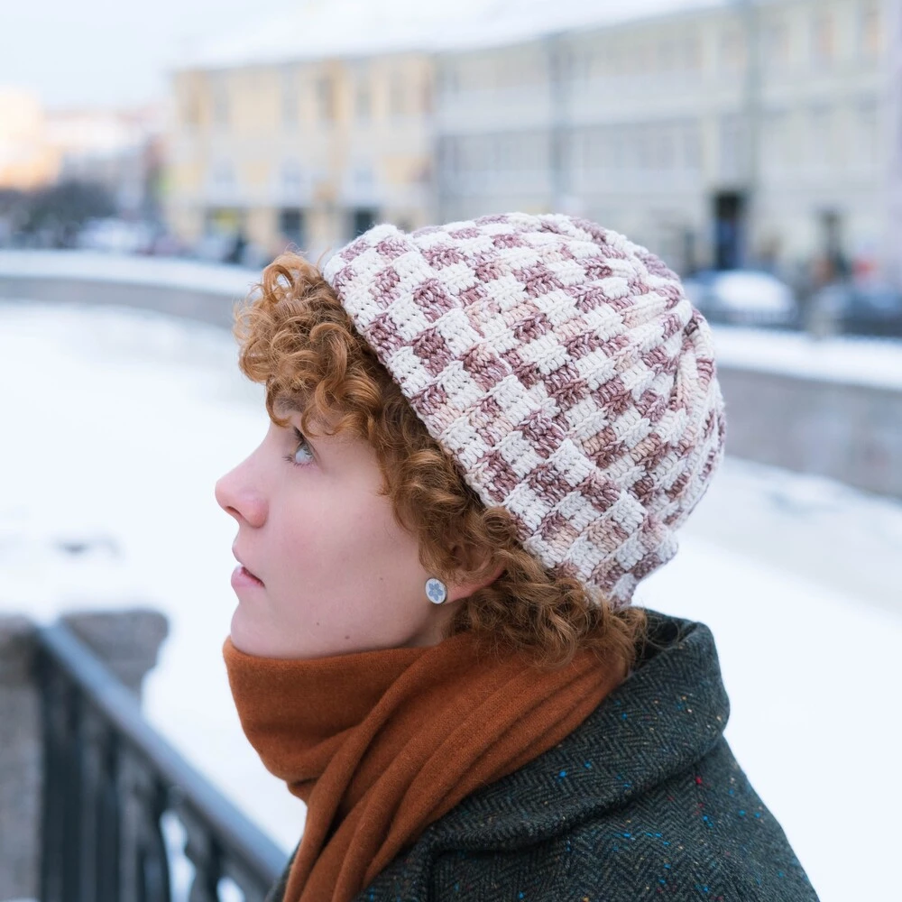 Шапка-бини Jacob Cro Twins Brown melange - фото 2