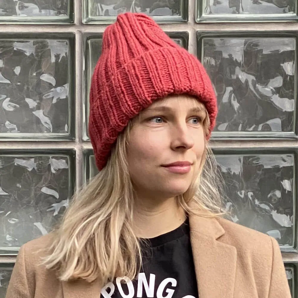 Шапка шерстяная Friend Function Крупной Вязки Коралловая - фото 1