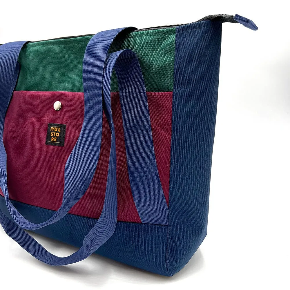 Сумка тоут iyulstore Бордово-зелёно-синий - фото 7