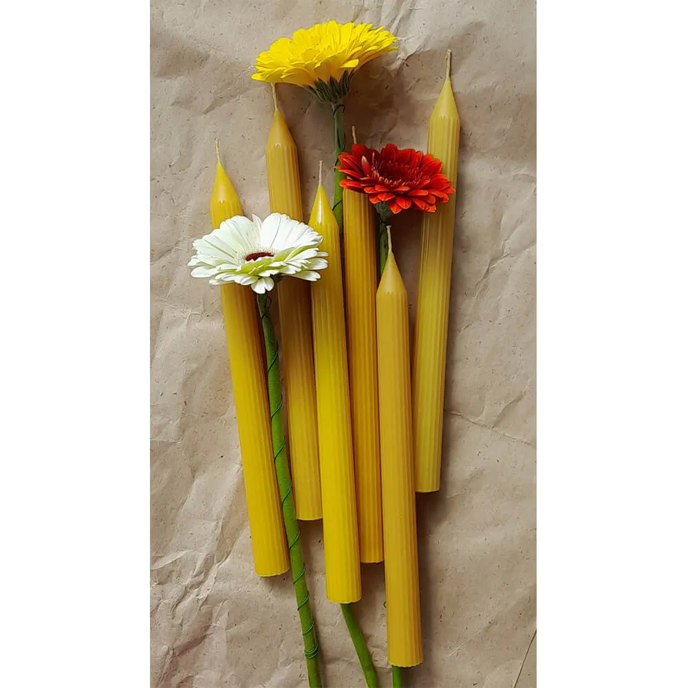 Рифленая столовая свеча из пчелиного воска - набор 5 шт - фото 4