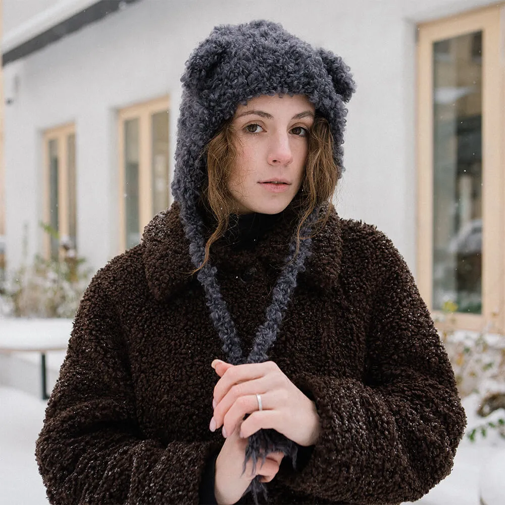 Шапка с ушками CHECK YA HEAD шерстяная графитовая 2358 - фото 2