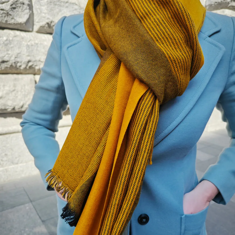 Большой шерстяной шарф Mustered Stripe Folk - фото 5