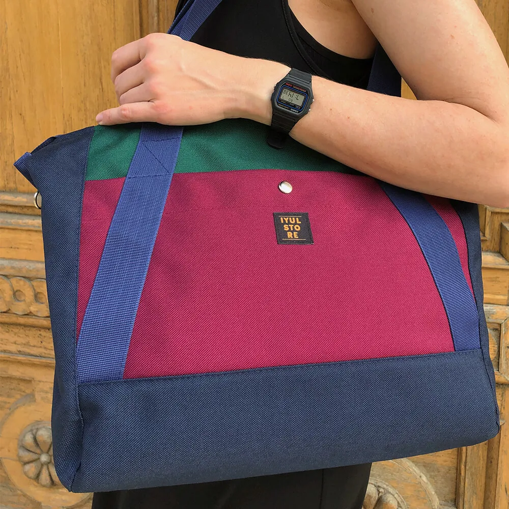 Сумка тоут iyulstore Бордово-зелёно-синий - фото 3