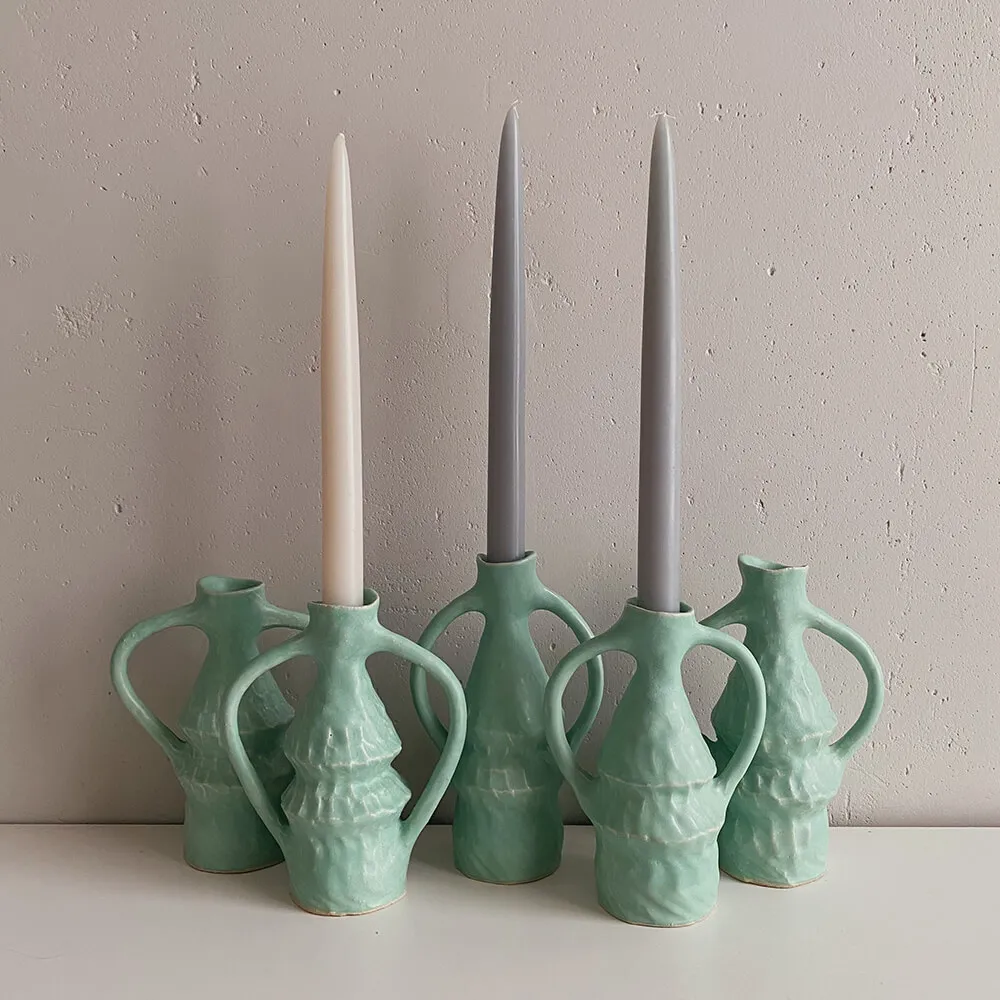 Подсвечник Юлии Каптур форма 3 бирюзовый - фото 1