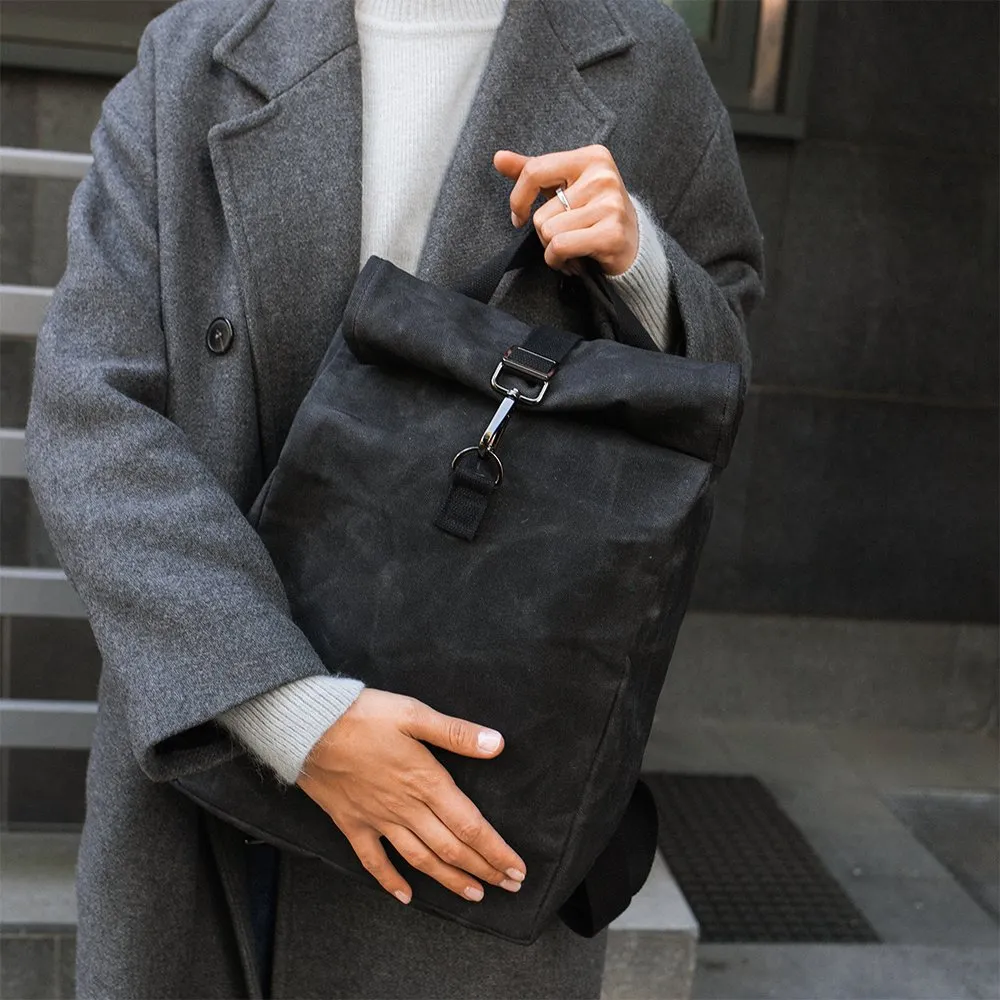 Рюкзак роллтоп из канваса Friend Function Mini черный - фото 9