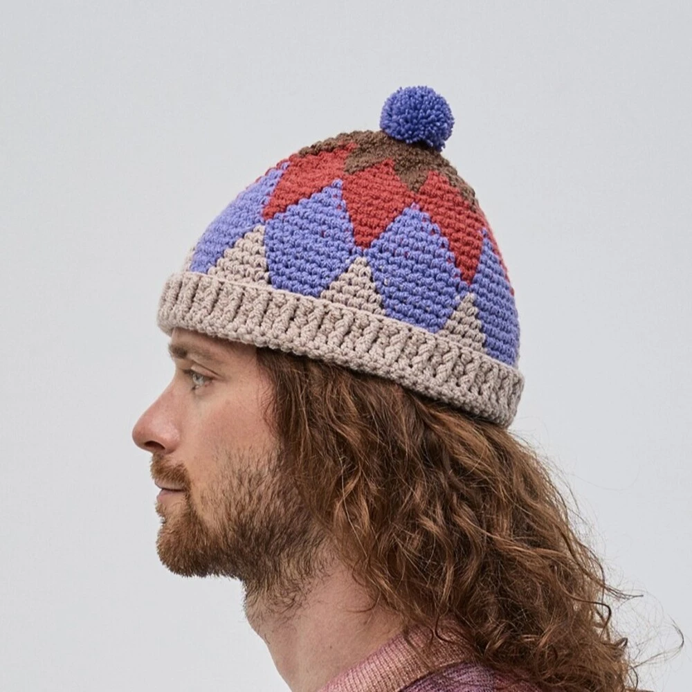 Шапка CHECK YA HEAD ромбы с помпоном 26223/223 - фото 2