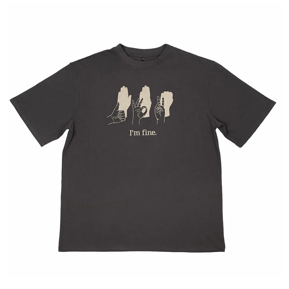 Футболка Barking Store I`m fine мужская серая - фото 1