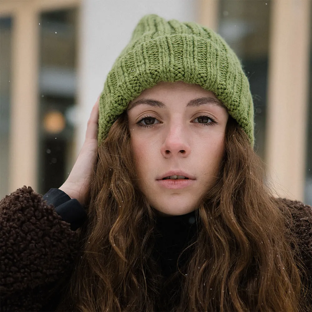 Шапка шерстяная Friend Function Крупной Вязки Фисташковая - фото 3