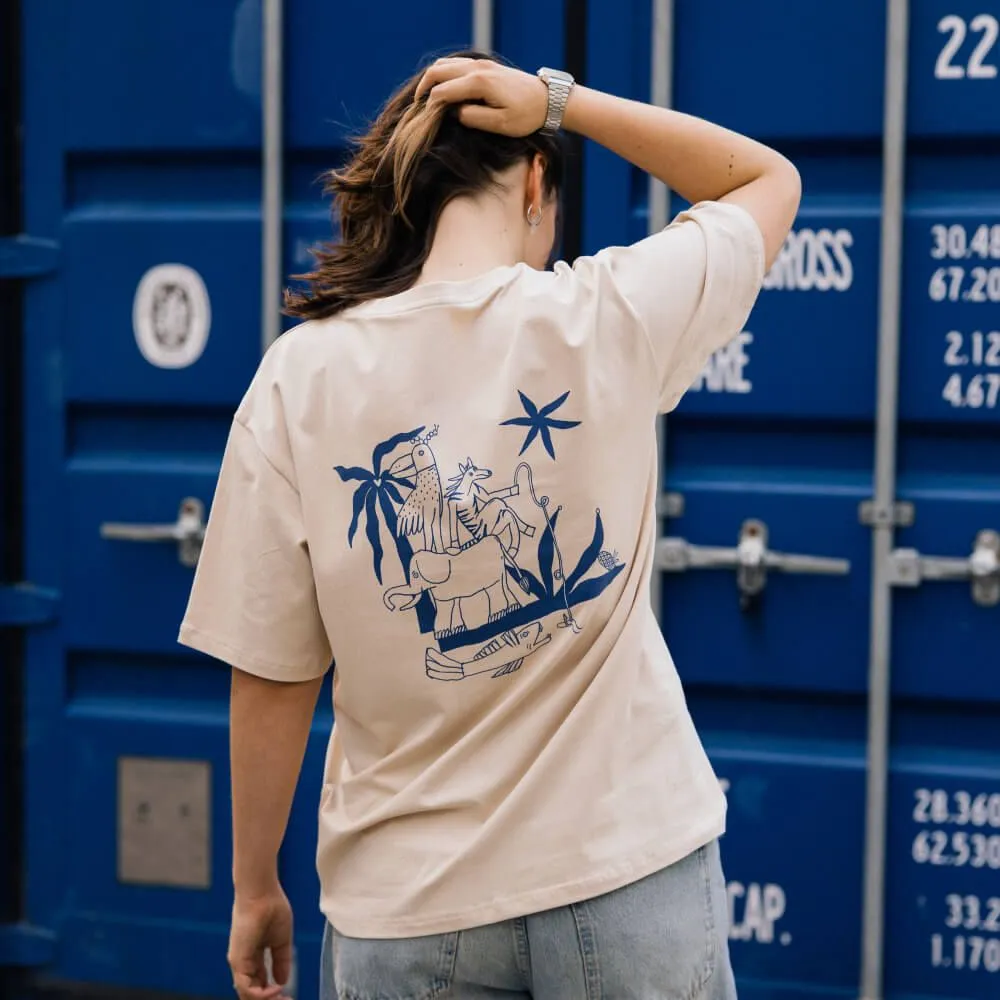 Футболка Friend Function Los Animales бежевая оверсайз - фото 8