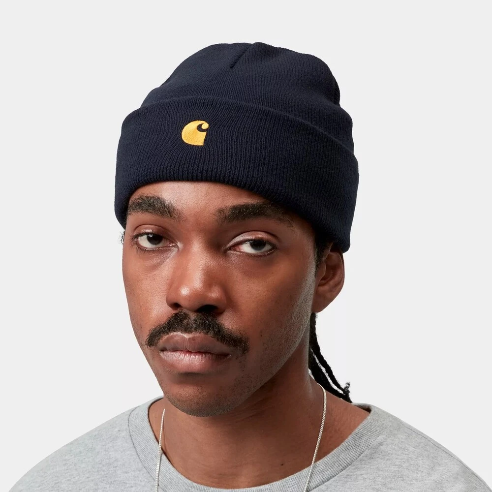 Шапка Carhartt WIP Chase Beanie Dark Navy / Gold - фото 4
