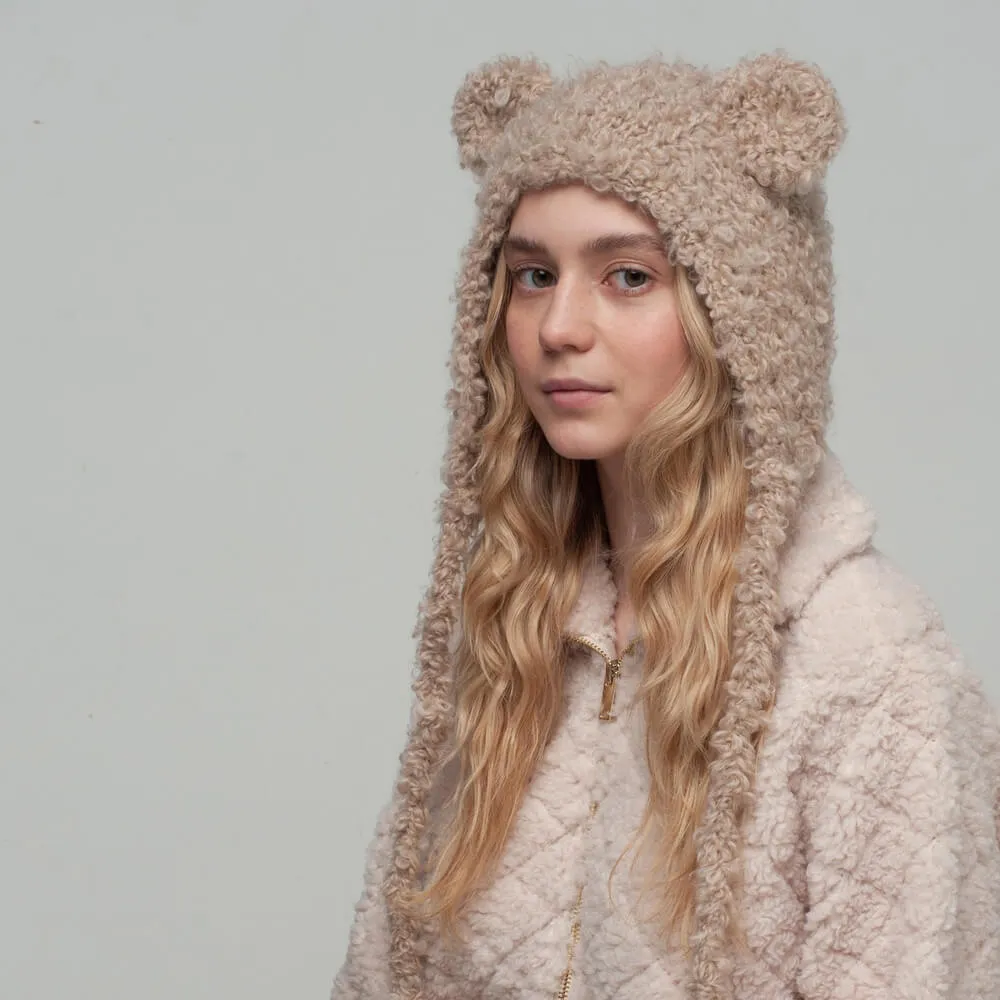 Шапка с ушками CHECK YA HEAD шерстяная светло-бежевая 2358 - фото 6