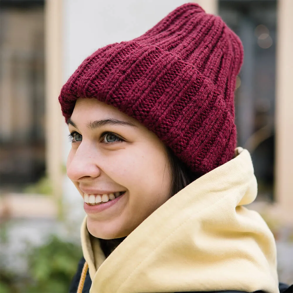 Шапка шерстяная Friend Function Крупной Вязки Бордовая - фото 5