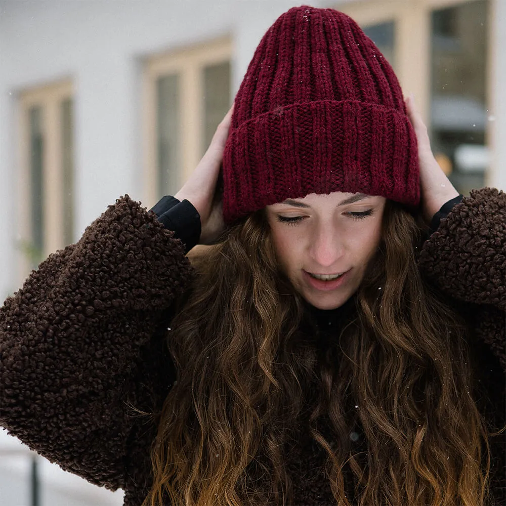 Шапка шерстяная Friend Function Крупной Вязки Бордовая - фото 2