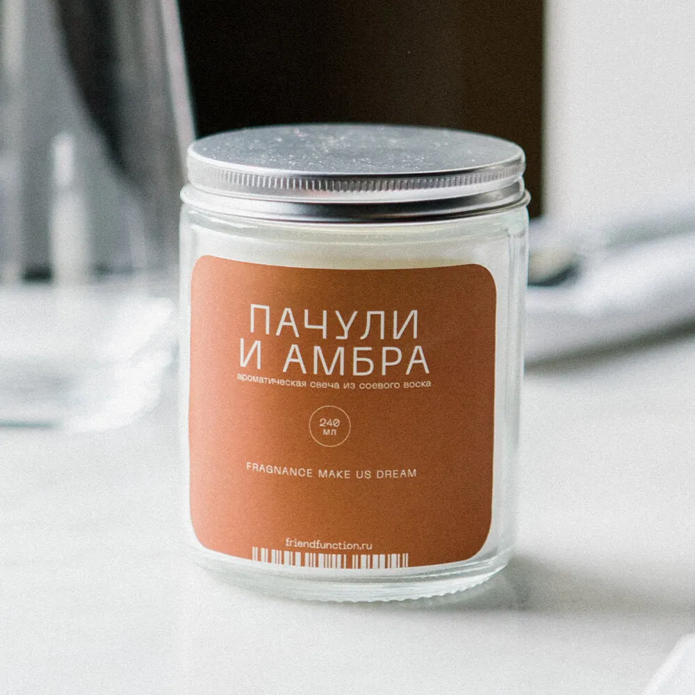 Свеча Friend Function Пачули и амбра 240 мл - фото 1