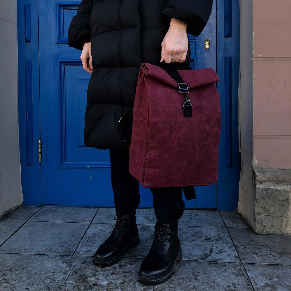 Рюкзак роллтоп из канваса Friend Function Mini винный - фото 9