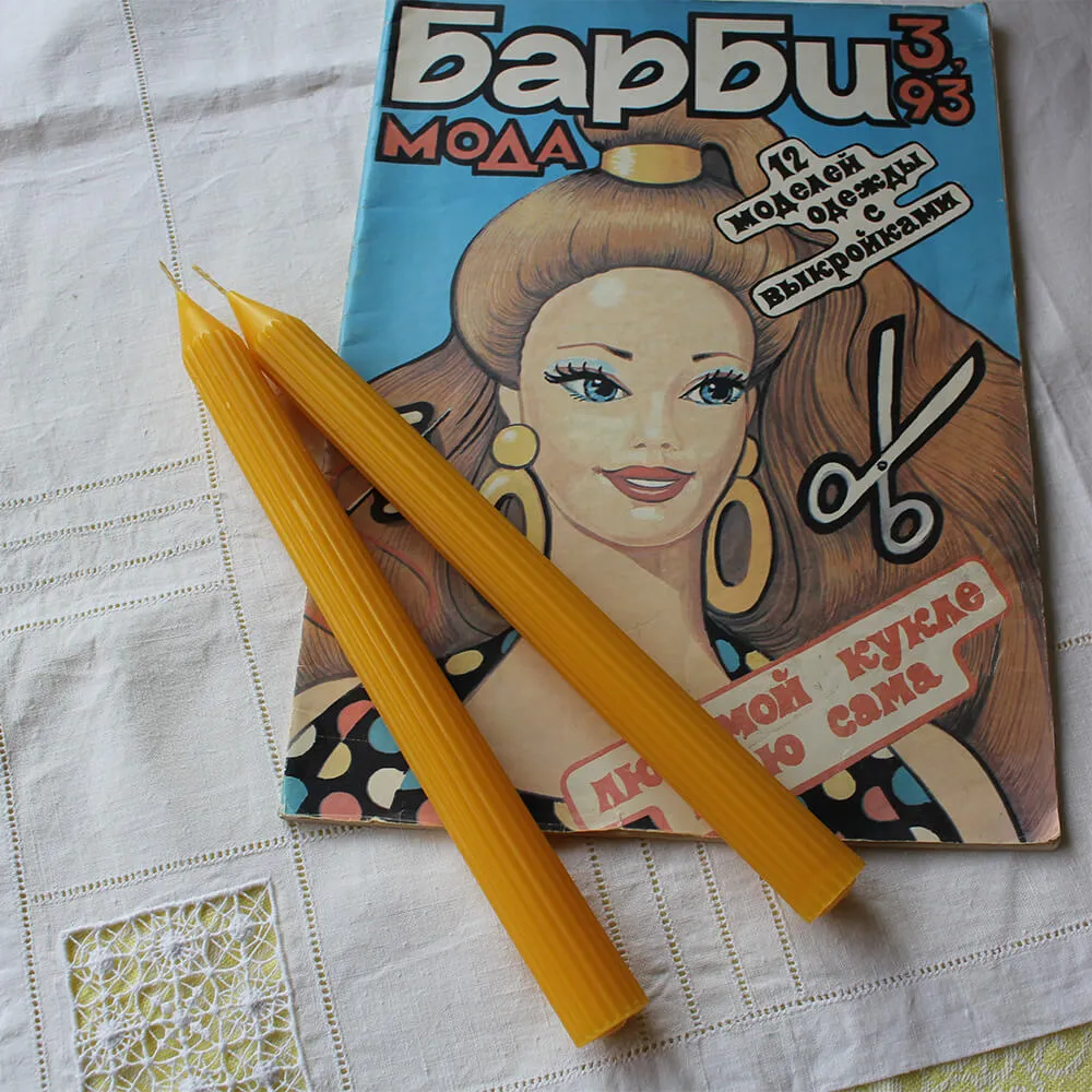 Рифленая столовая свеча из пчелиного воска - набор 5 шт - фото 8