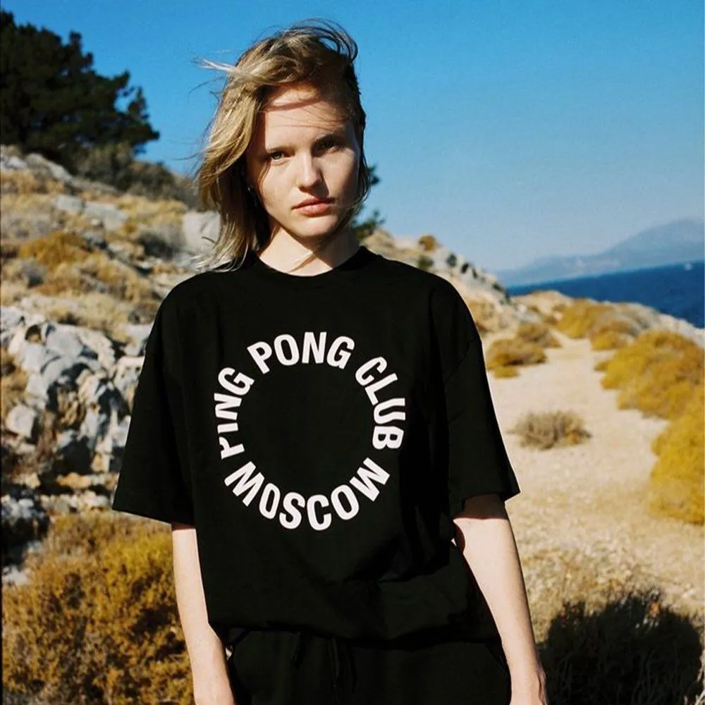 Футболка Ping Pong Club Moscow Big Logo черная женская - фото 5