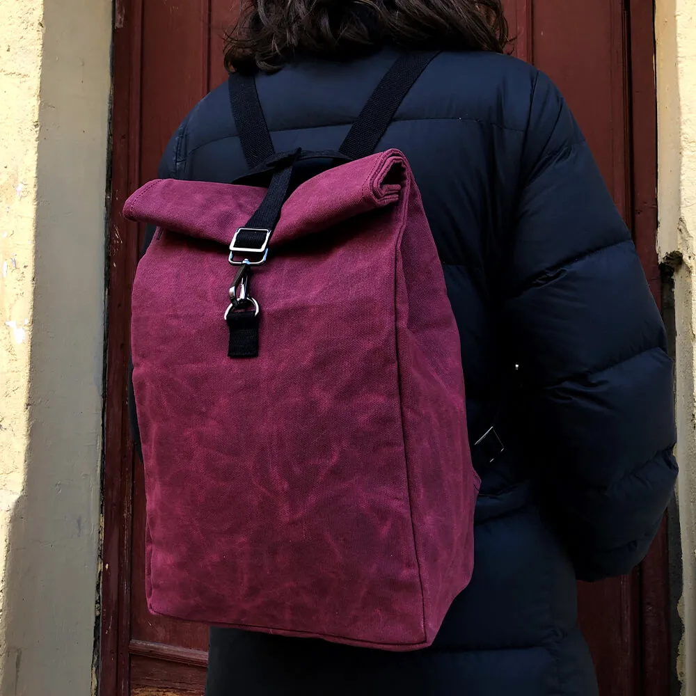 Рюкзак роллтоп из канваса Friend Function Mini винный - фото 7