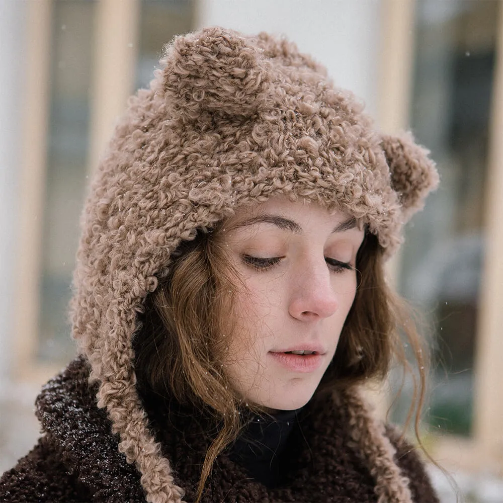 Шапка с ушками CHECK YA HEAD шерстяная светло-бежевая 2358 - фото 4