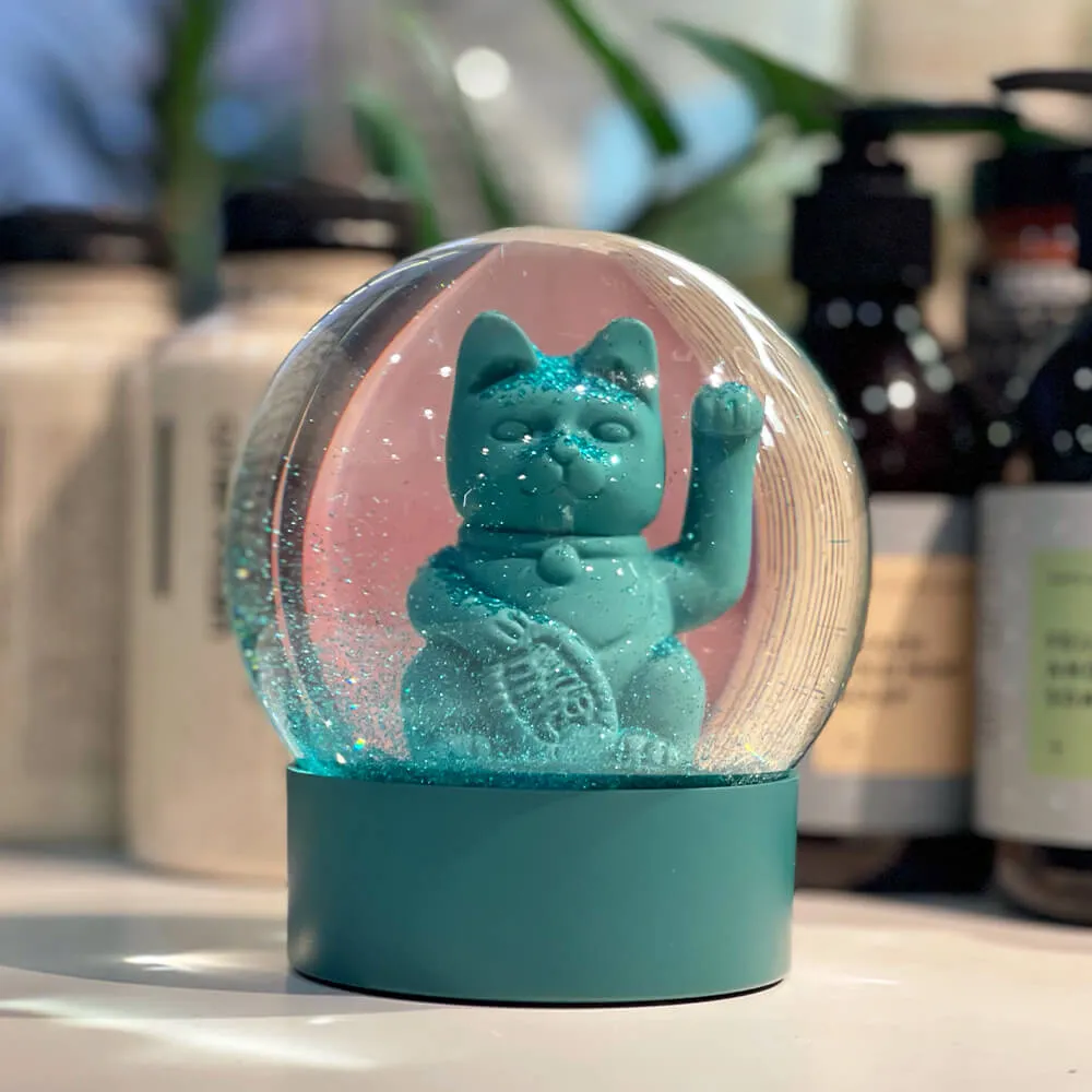 Снежный шар Манэки-нэко - Lucky Cat зеленый - фото 1