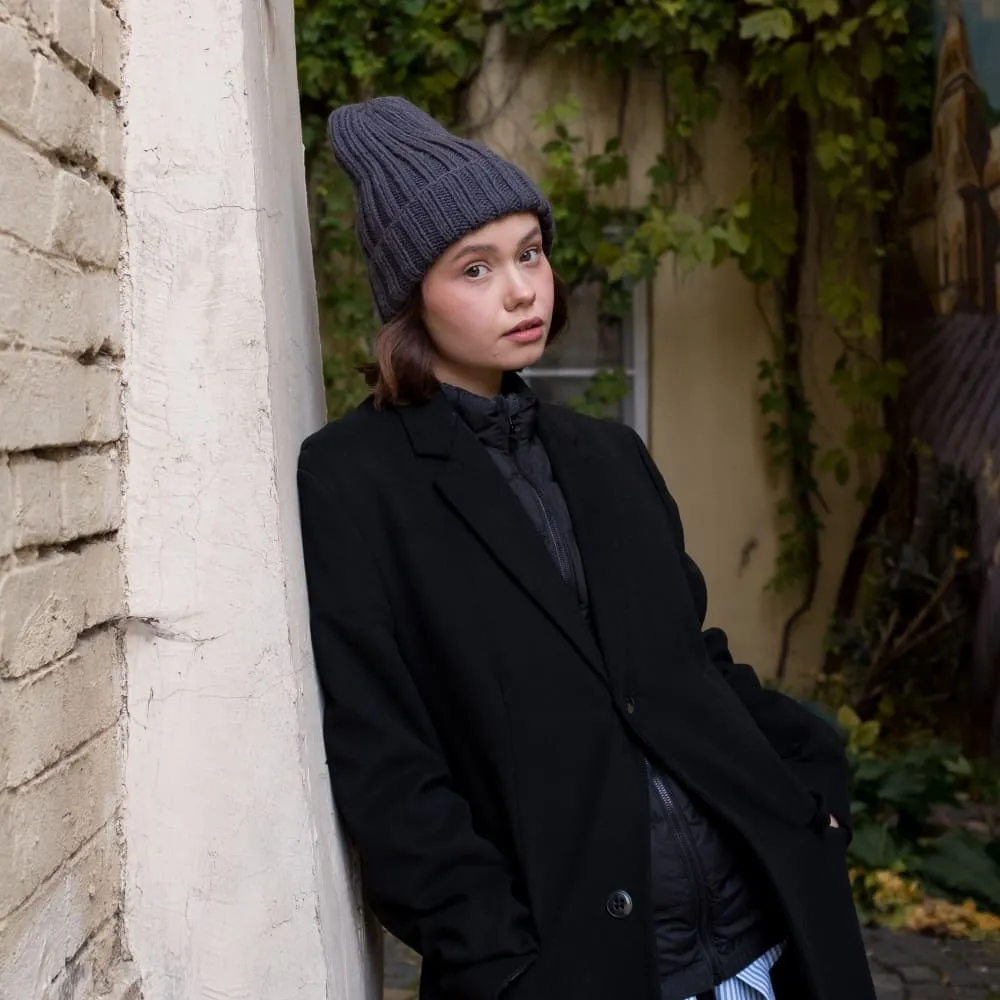 Шапка шерстяная Friend Function Крупной Вязки Графитовая - фото 6