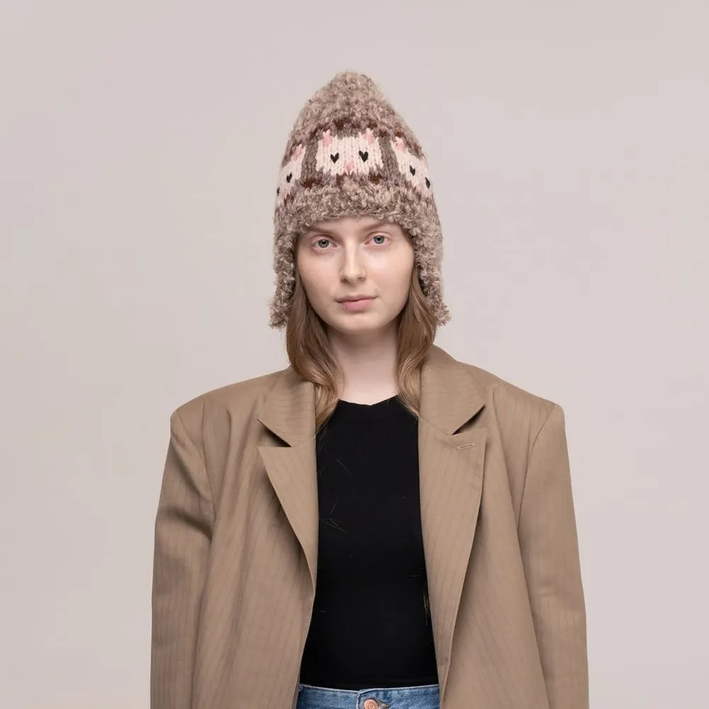 Шапка CHECK YA HEAD бежевая с рисунком Котики Т2165/118 - фото 1