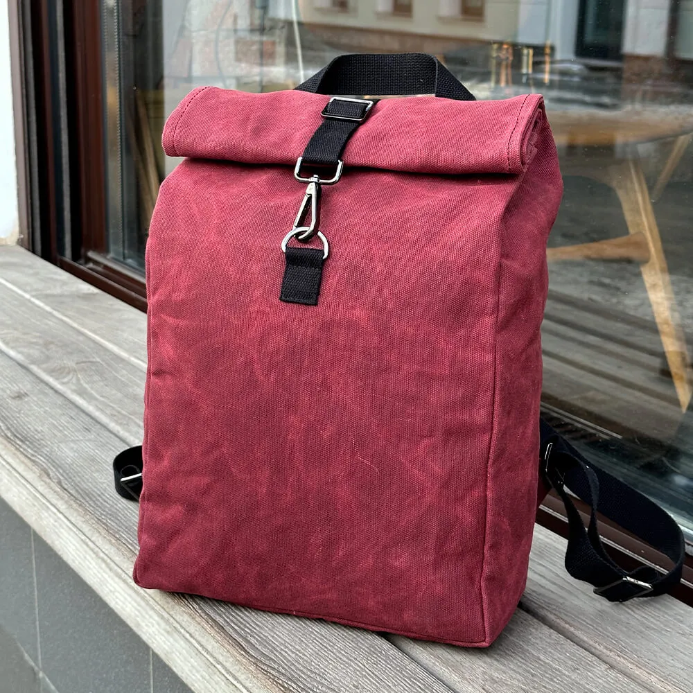 Рюкзак роллтоп из канваса Friend Function Mini винный - фото 2