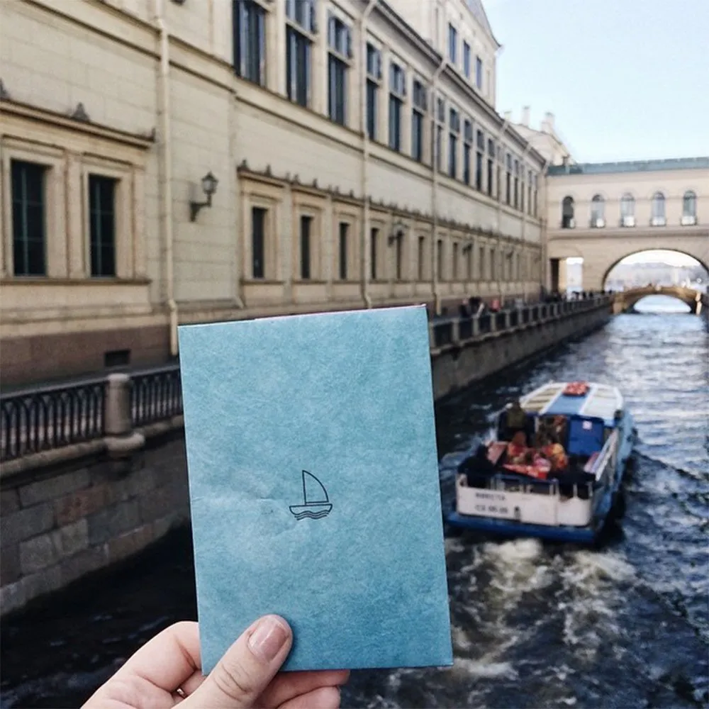 Обложка для паспорта из тайвека New Wallet Чайка и лодка - фото 7