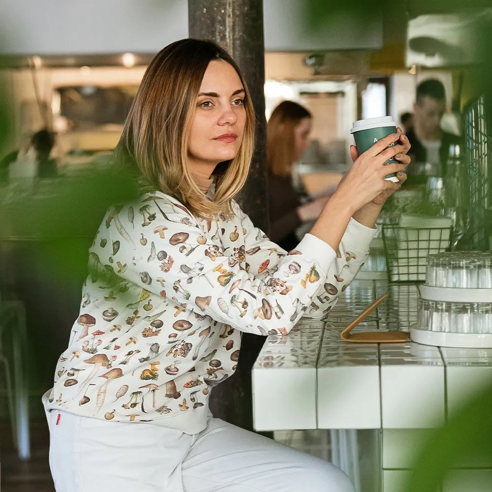 Свитшот Dedicated Ystad Raglan Mushrooms Off-White женский - фото 7