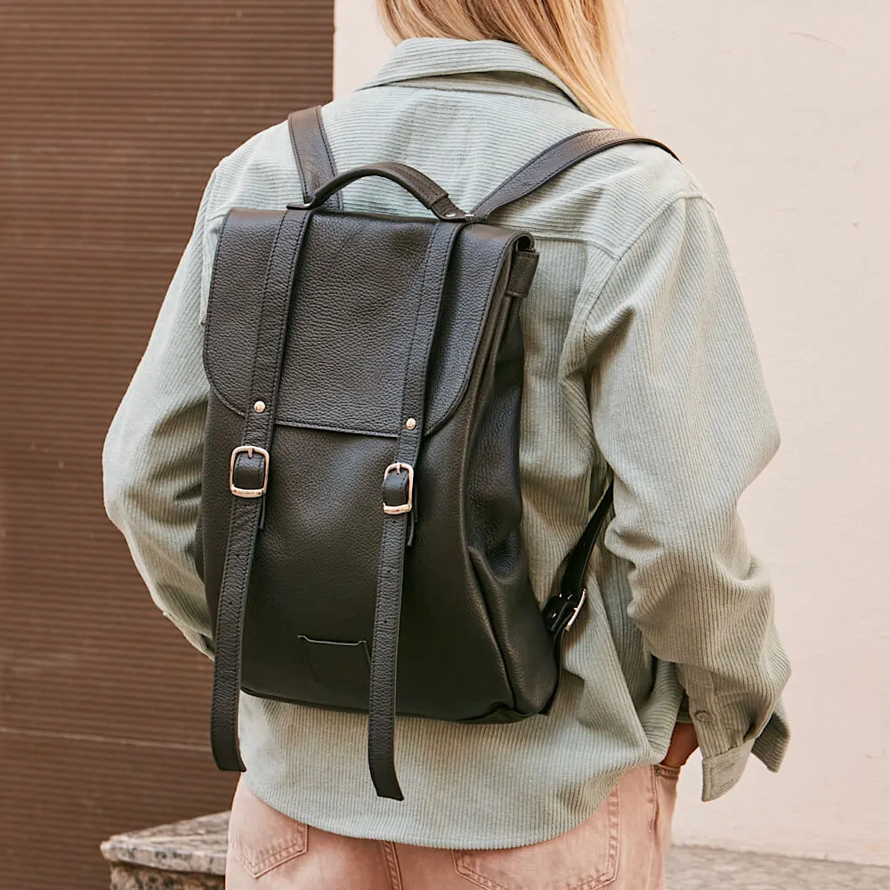 Кожаный рюкзак Kokosina средний черный - фото 2