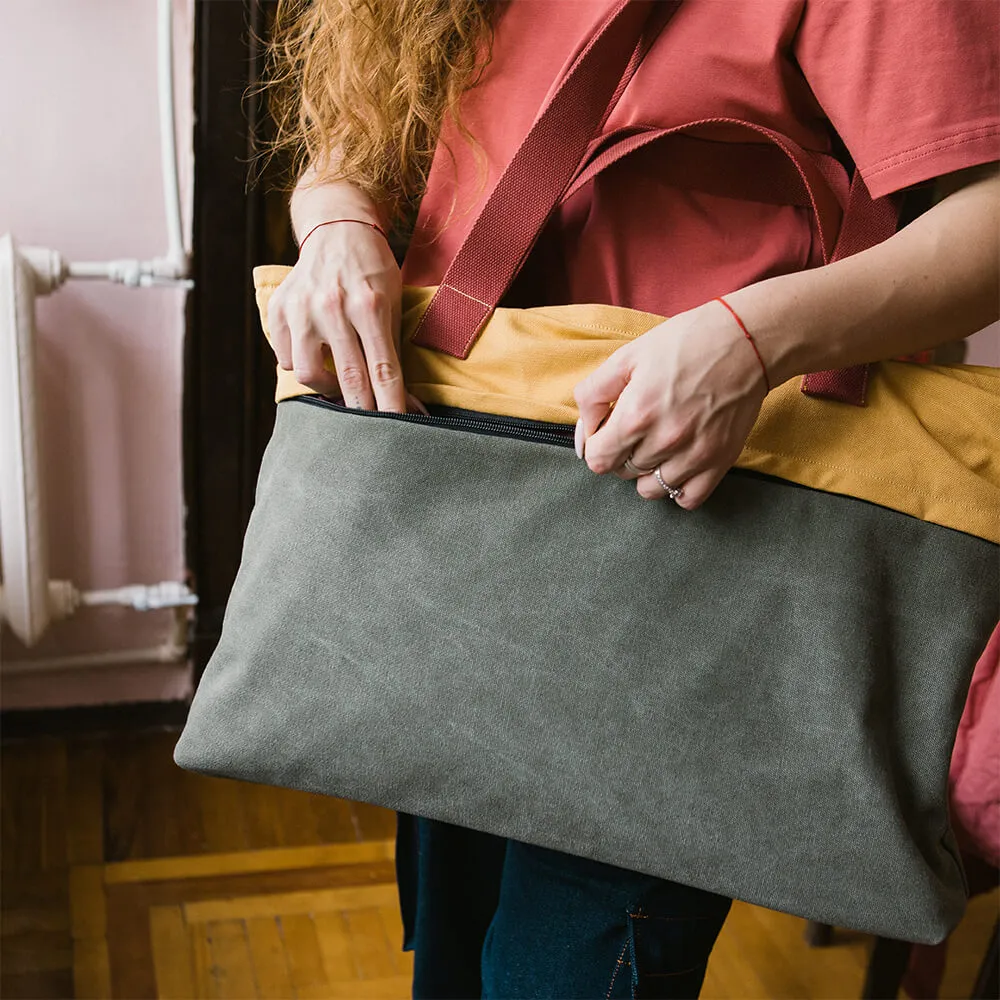 Сумка-тоут Friend Function из канваса зелено-желтая - фото 5